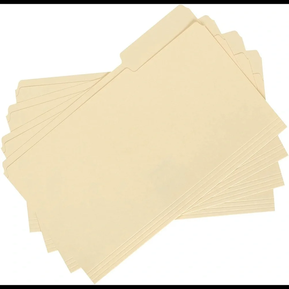Beige File Folders - 1/3 Tab, Manila, Legal Size, 75-Pack